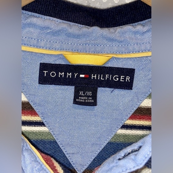 2/30$ Men’s Vintage‎ Tommy Hilfiger knitted striped 100% cotton Polo size XL - Picture 3 of 12